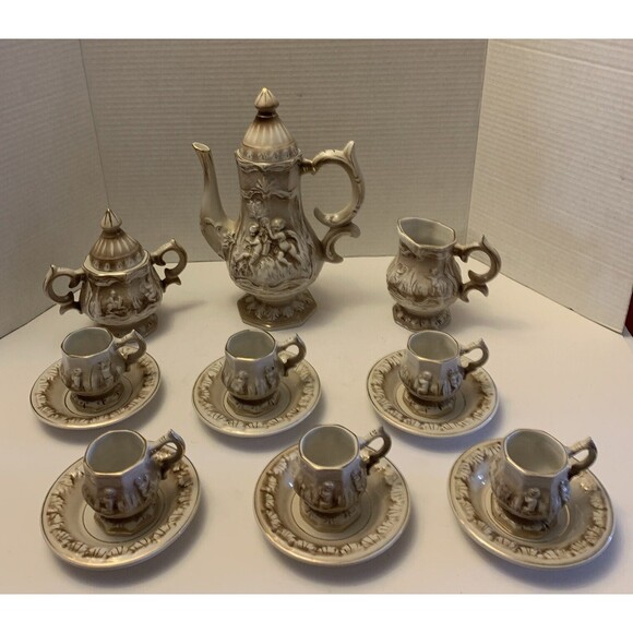 Style Tea-Coffee-chocolate  Vintage Porcelain Set Of 15 - Picture 1 of 16